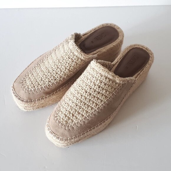 NWOT Zara ecru and khaki suede crochet espadrille platform sandals, EU 38 - Picture 7 of 14